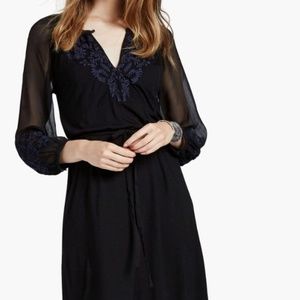 Lucky Brand Boho Floral Embroidered Knit Dress